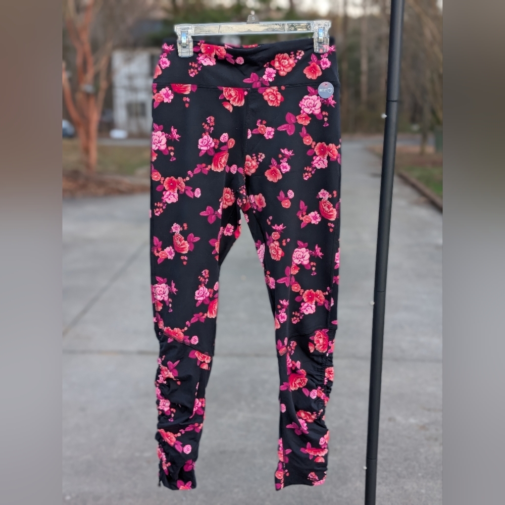 Victoria’s Secret PINK Ultimate High Waist Floral Leggings Large NWT Black Pink
